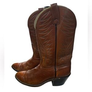 Vintage ACME Brown Leather Western Cowboy Boots Mens 8.5 D Made USA